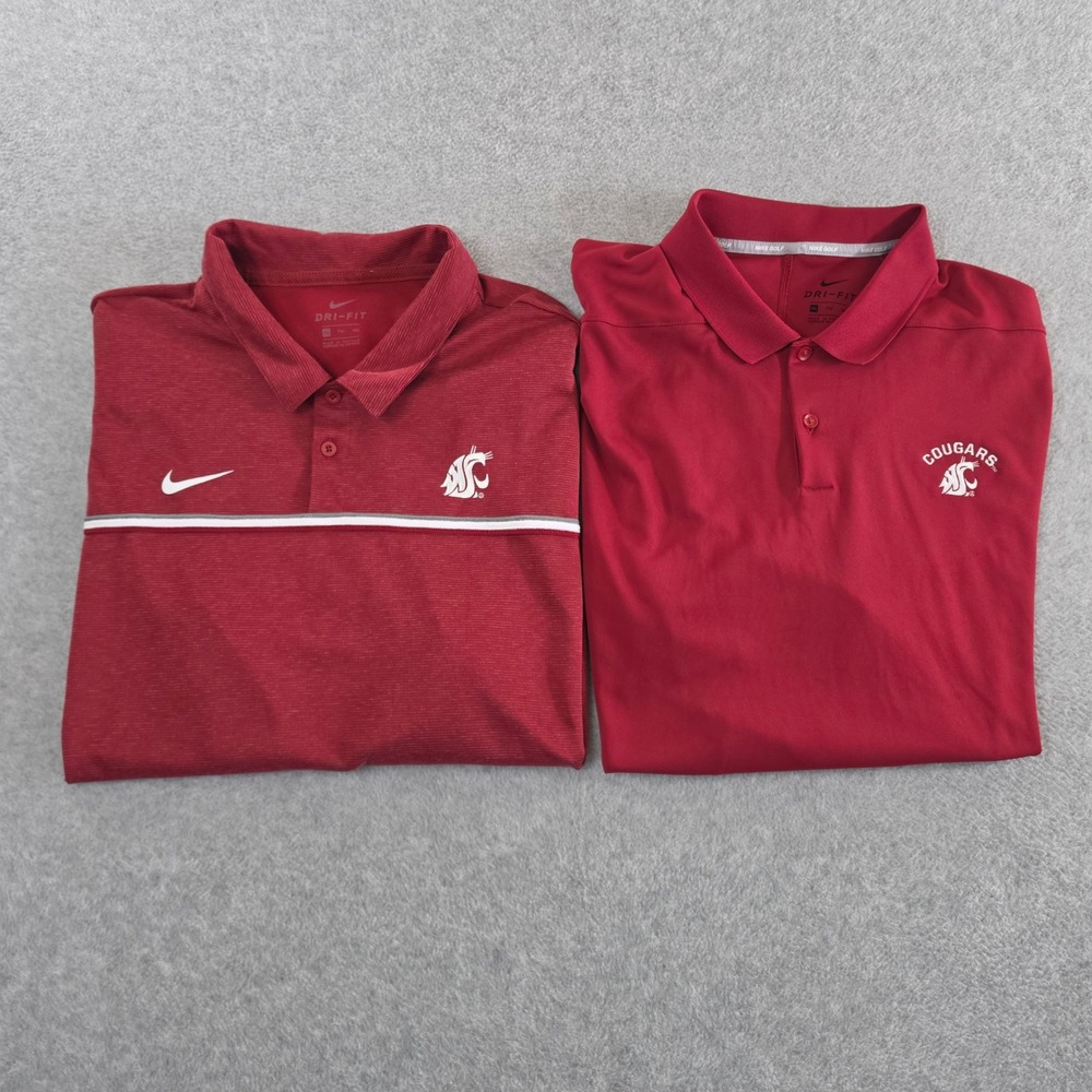 Nike WSU Washington State Cougars Dri-FIT Polo Shirt Mens XXL On-Field Lot of 2